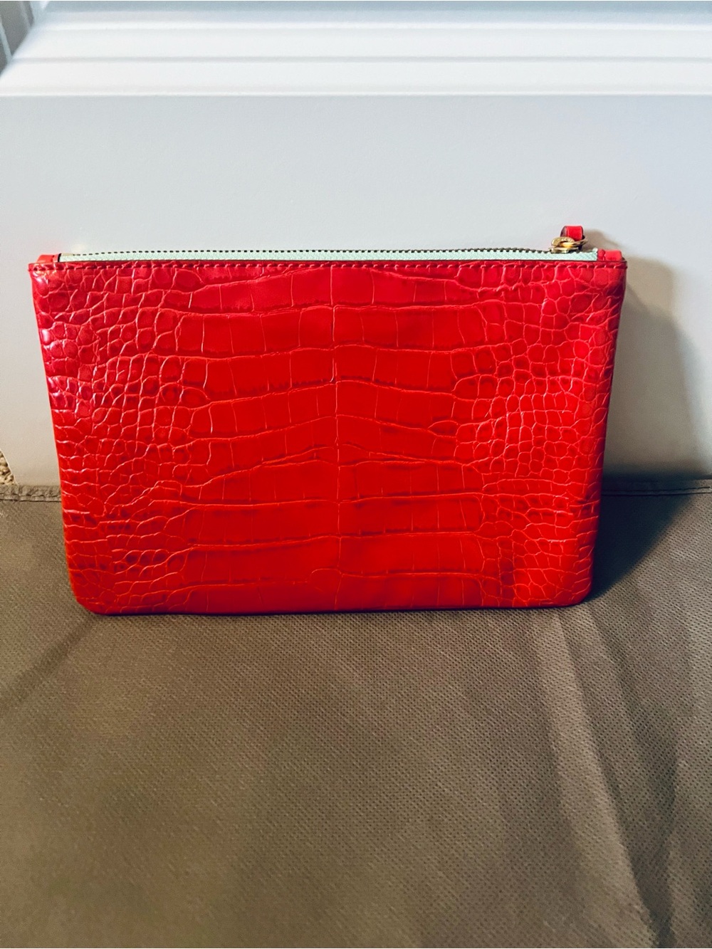 Banana Republic Red Croc-Embossed Clutch - Picture 2 of 11